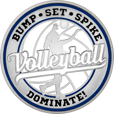 White "Volleyball" with Navy Blue Outer Circular Borders